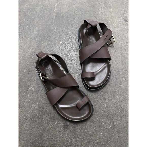 A.EMERY Dula Sandals Walnut Brown Leather Flats - Picture 9 of 9